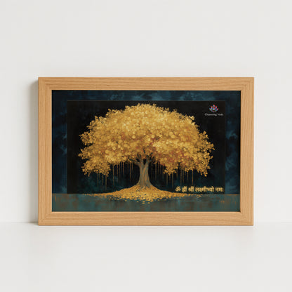 Chantting Veds Vastu Gold Tree Frame for Home and Office (9 by 12 Inches)