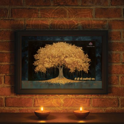 Chantting Veds Vastu Gold Tree Frame for Home and Office (12 by 18)