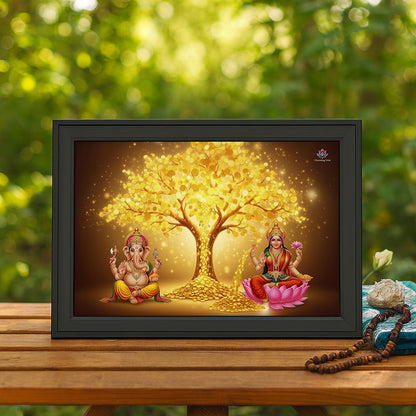 Lakshmi ganesh gold tree frame
