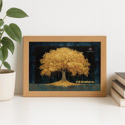 Chantting Veds Vastu Gold Tree Frame for Home and Office (9 by 12 Inches)