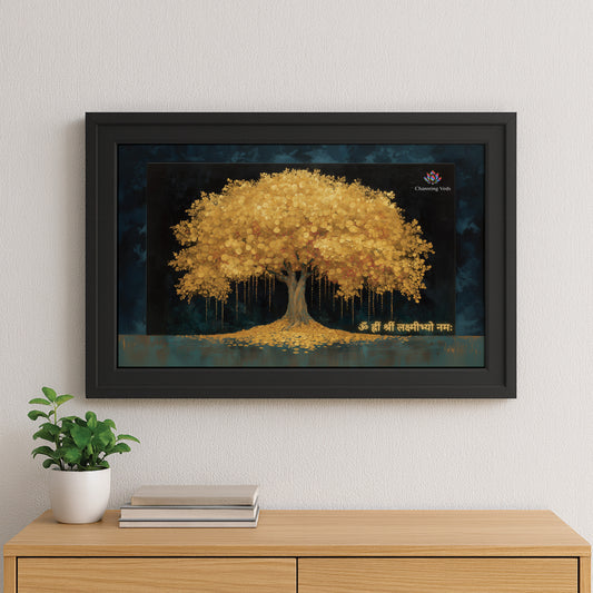 Chantting Veds Vastu Gold Tree Frame for Home and Office (12 by 18)