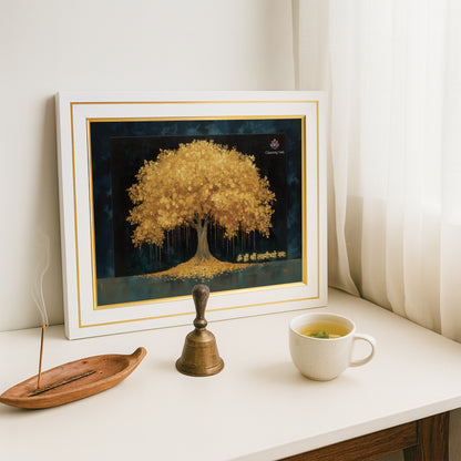 Chantting Veds Vastu Gold Tree Frame for Home and Office (12 by 18)
