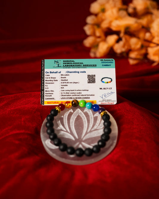 7 Chakra Bracelet with lotus selenite plate.(Combo)