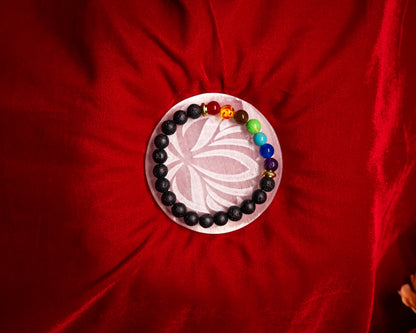 7 Chakra Bracelet with lotus selenite plate.(Combo)